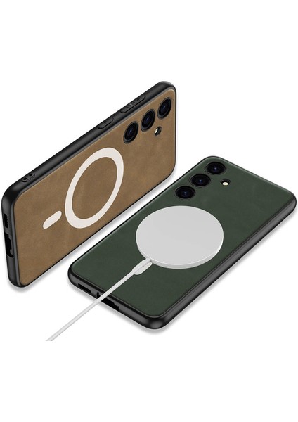 Samsung Galaxy S24 Kılıf Magsafe Şarj Özellikli Deri Tasarımlı Zore Kıpta Nubuk Kapak indirimleri