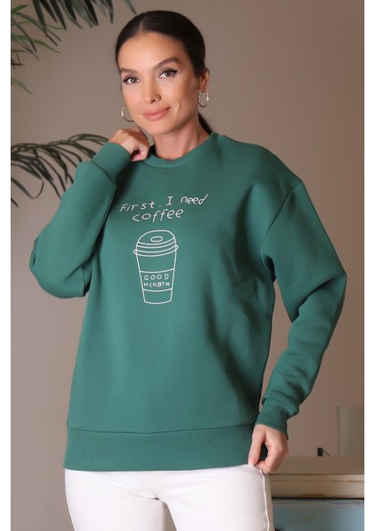 Uzun Kollu Yeşil Kadın Sweatshirt 0850-2K4 modelleri