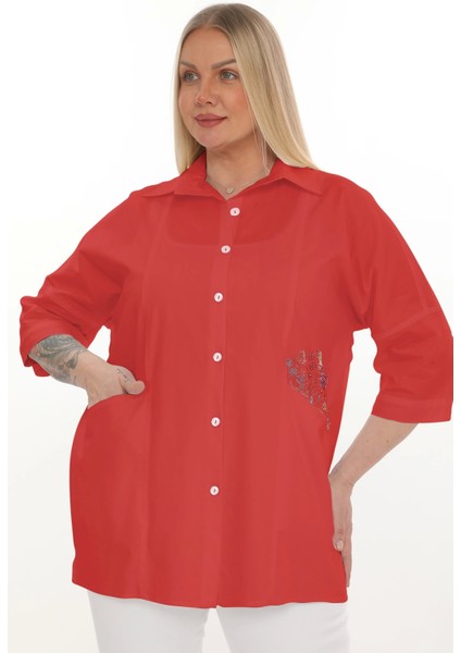 Büyük Beden Cepli Cotton Gömlek
