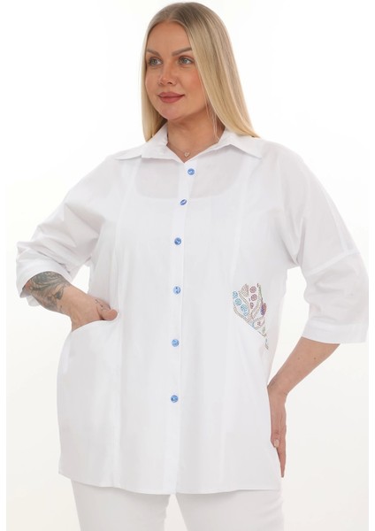 Büyük Beden Cepli Cotton Gömlek