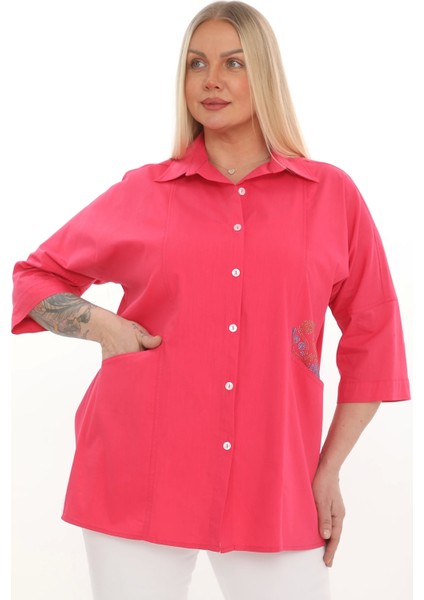 Büyük Beden Cepli Cotton Gömlek