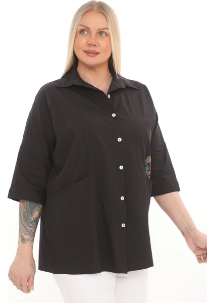 Büyük Beden Cepli Cotton Gömlek