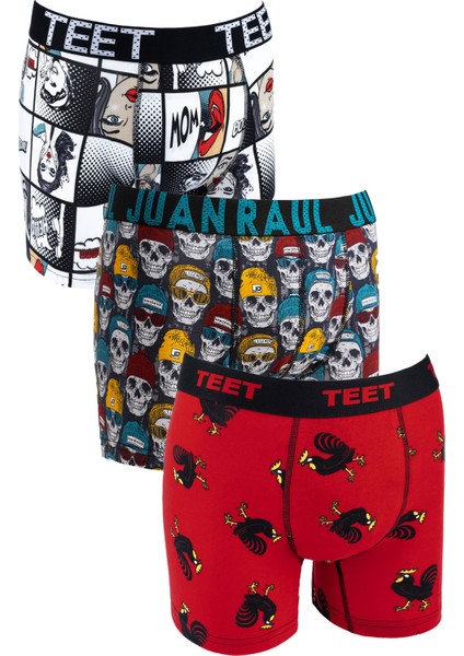 Erkek Boxer Pamuklu Desenli Premium 9'lu Set modelleri