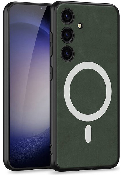 Samsung Galaxy S24 Plus Kılıf Magsafe Şarj Özellikli Deri Tasarımlı Zore Kıpta Nubuk Kapak