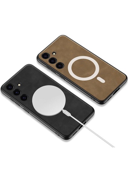 Samsung Galaxy S24 Plus Kılıf Magsafe Şarj Özellikli Deri Tasarımlı Zore Kıpta Nubuk Kapak modelleri