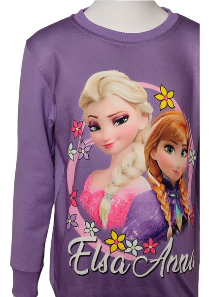 Urz Kids Elsa Ana Temalı Sweatshirt  Kız Çocuk Mevsimlik Tişört