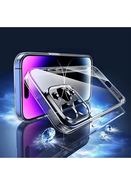 iPhone 14 Pro Max Şeffaf Kılıf 3D Kamera Korumalı 0.7mm Fit Tasarım Esnek Silikon
