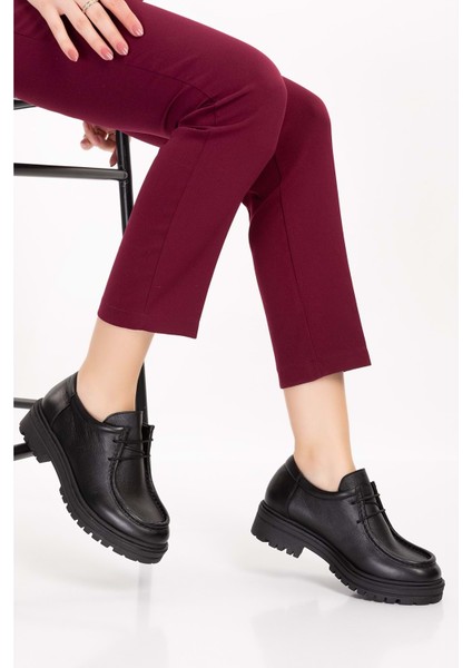 Deri Kalın Taban Hafif Oxford Ayakkabı ANL.2420 - Siyah Cilt - 41