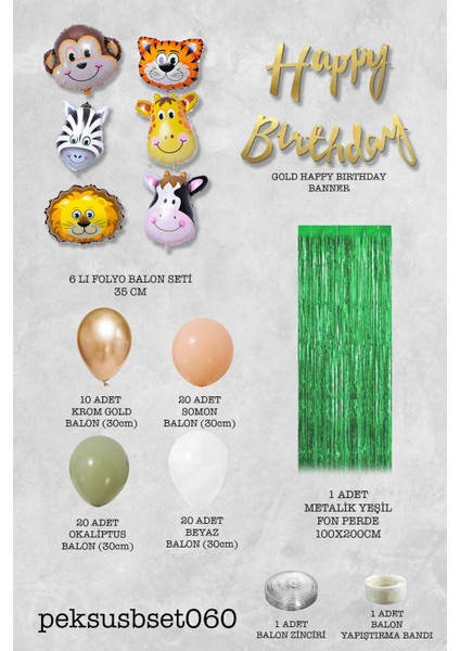 Safari Tema Doğum Günü Hayvan Balonları Yeşil Perdeli Balon Zinciri Doğum Günü Süsleri Seti fiyatları