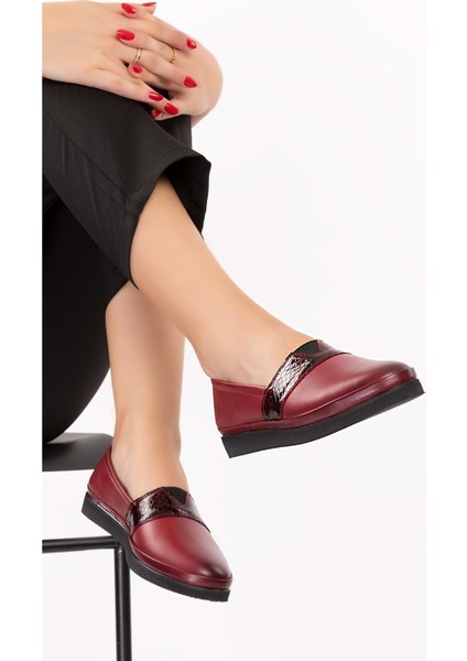 Kadın Deri Günlük Rahat Ayakkabı MSA.535 - Bordo - 38