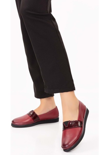 Kadın Deri Günlük Rahat Ayakkabı MSA.535 - Bordo - 38 fırsatları