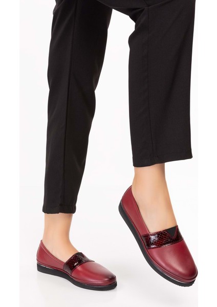 Kadın Deri Günlük Rahat Ayakkabı MSA.535 - Bordo - 38 indirimleri