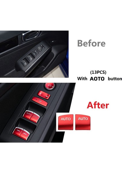 13 Adet Kırmızı Pencere Camı Kaldırma Anahtarı Düğme Kapağı Trim Honda ile Uyumlu (Yurt Dışından) fırsatları