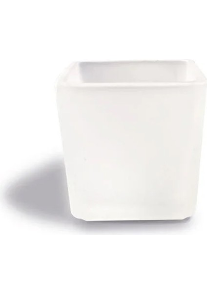 Dekoratif Buzlu Cam Mumluk 8x8 cm (2 Adet)