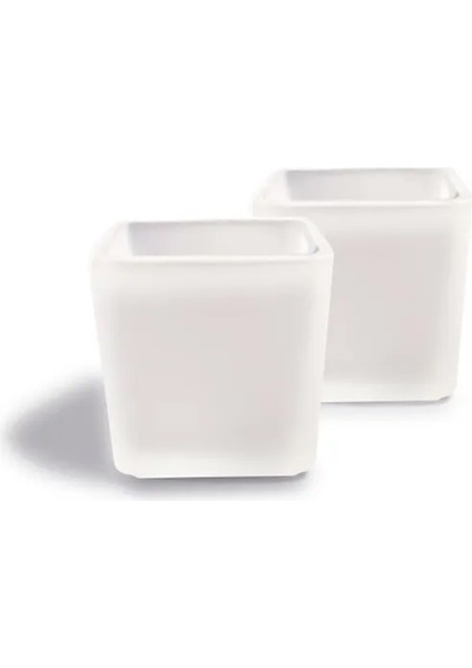 Dekoratif Buzlu Cam Mumluk 8x8 cm (2 Adet)