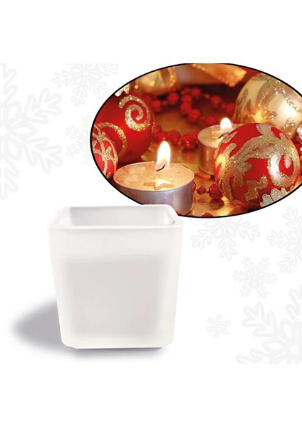 Dekoratif Buzlu Cam Mumluk 8x8 cm (2 Adet)