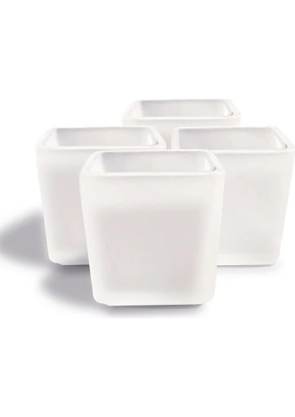 Dekoratif Buzlu Cam Mumluk 8x8 cm (4 Adet)