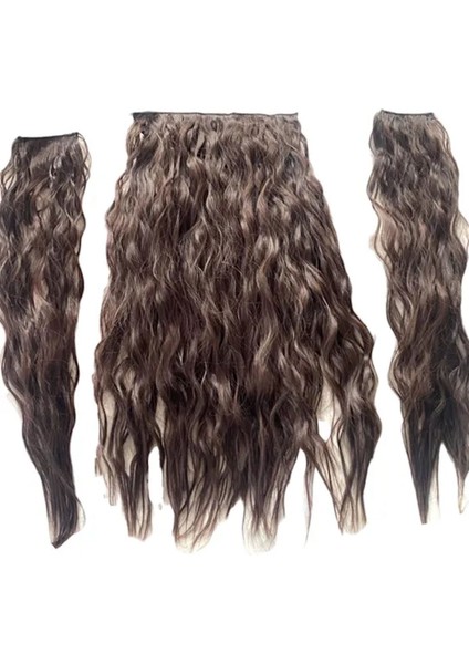 Isıya Dayanıklı Yıkanabilir Yarımay Çıtçıt Saç 4 -Kahverengi Dalgalı 60 cm - 110 gr + 2 Adet Yan Çıt Çıt Saç fırsatları