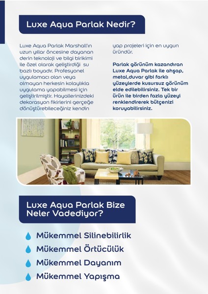 Luxe Aqua Parlak Su Bazlı Boya Ahşap & Metal 0.75 Lt Beyaz