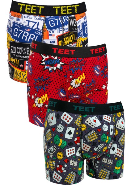 Erkek Boxer Pamuklu Desenli 9'lu Set modelleri