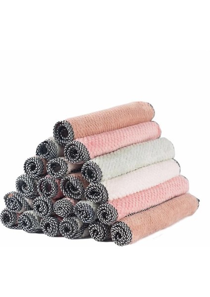 Zhaowen Shop Pembe Tarzı Super Absorbent Kitchen Towels Soft Microfiber Cleaning Cloths Non-Stick Oil Dish Cloth Rags For Kitchen Household Dish Towel (Yurt Dışından)