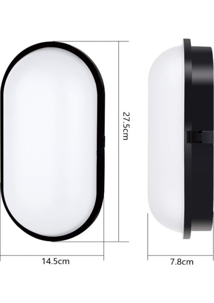 Su Geçirmez 20W Siyah Kasa Gün Işık 4200K Bahçe Teras Banyo Iç Dış Mekan LED Işık 2000LM fırsatları