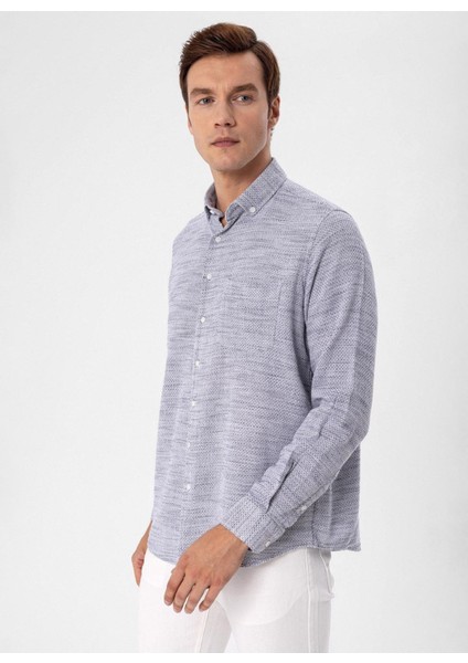 Regular Fit Düğmeli Yaka Düz Lacivert Erkek Gömlek GM1008300078 indirimleri