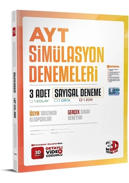 3D Yayınları AYT Tüm Dersler Sayısal Simülasyon 3 Deneme Sınavı