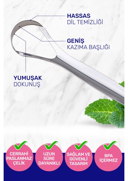 Paslanmaz Çelik Dil Temizleyici /sıyırıcı / 304 Kalite / Standart Boy