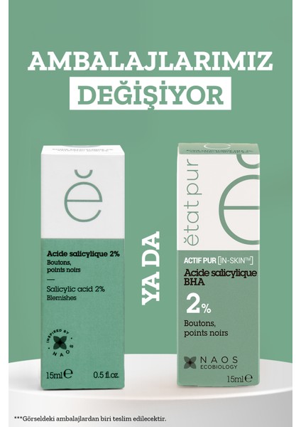 Etat Pur Pure Active Salisilik Asit BHA Sivilce Siyah Nokta Karşıtı Konsantre Bakım Serumu 15 ml Karma ve Yağlı Ciltler