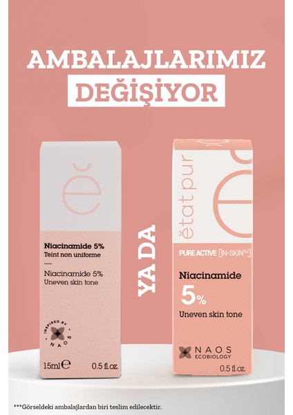 Etat Pur Pure Active Saf Niacinamide %5 Aydınlatıcı Etkili Pürüz Karşıtı Konsantre Cilt Bakım Serumu 15 ml