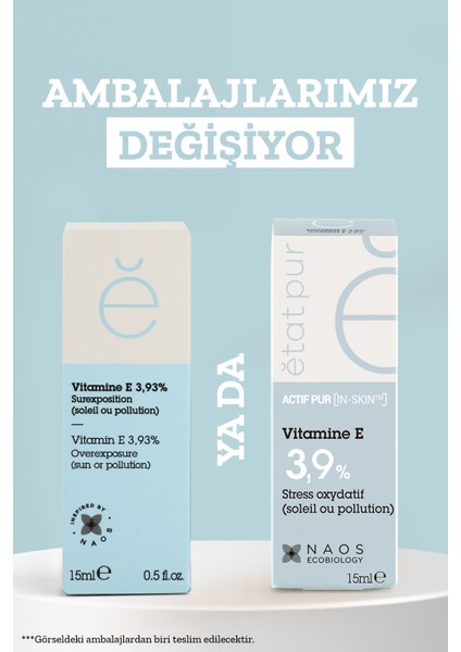 Etat Pur Pure Active Vitamin E Antioksidan Etkili Nemlendirici Saf Konsantre Bakım Serumu 15 ml Kuru Ciltler