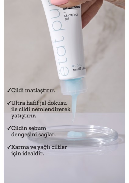 Matifying Gel Parlama Karşıtı Matlaştırıcı Yüz Nemlendirici Jel Bakım Kremi 40 ml Karma Yağlı Ciltler