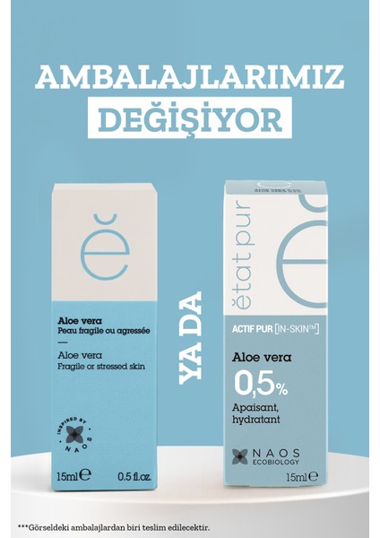 Etat Pur Pure Active Aloe Vera Nemlendirici Yatıştırıcı Saf Konsantre Cilt Bakım Serumu 15 ml Kuru Ciltler