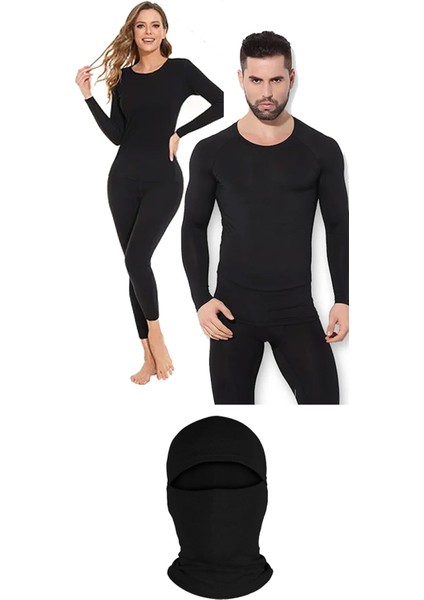 Belifanti Collection Termal Içlik Alt Üst Takım Termal Maske Siyah