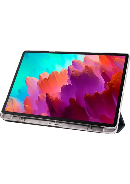 Lenovo Tab P12 Uyumlu Kılıf Kalem Bölmeli Standlı 360 Koruma Katlanabilir Pu Deri Akıllı Kapak