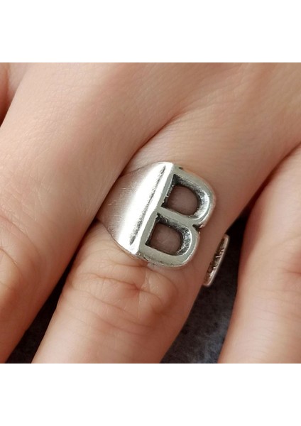 B Harfi Şekilli Kadın Yüzük Gümüş Kaplama Ayarlanabilir El Yapımı Yüzük fiyatları