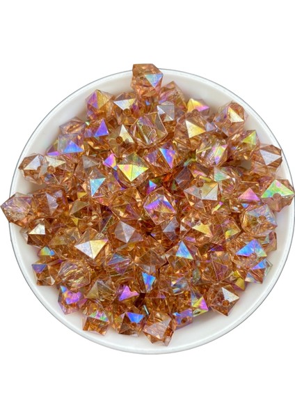 100GR 12MM Janjanlı Kahverengi Küp,kübik Model Akrilik Boncuk,takı ,çanta Boncuğu (100GR,~110 Adet) modelleri