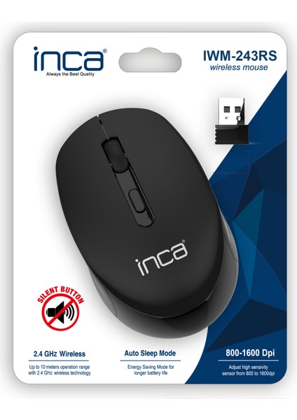 IWM-243RS Candy Desing Siyah 4d Silent Wireless Mouse 1600DPI