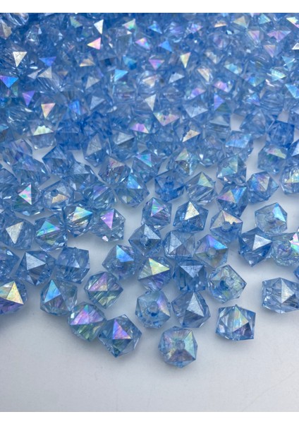 100GR 12MM Janjanlı Açık Mavi Renk Küp,kübik Akrilik Boncuk,takı ,çanta Boncuğu (100GR,~110 Adet) fiyatları