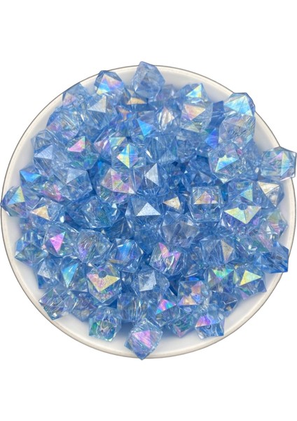 100GR 12MM Janjanlı Açık Mavi Renk Küp,kübik Akrilik Boncuk,takı ,çanta Boncuğu (100GR,~110 Adet) modelleri