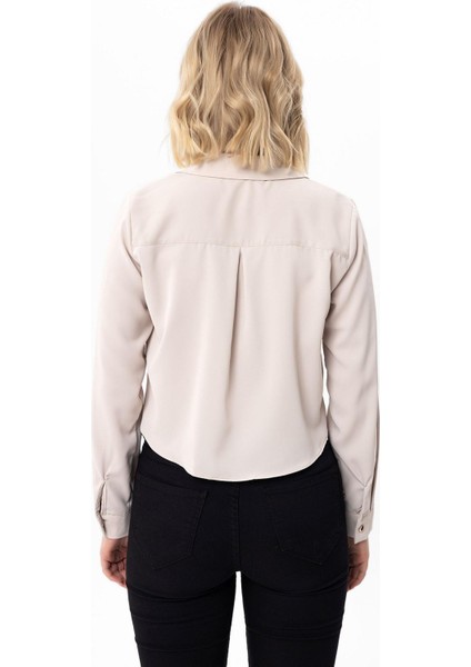 Kadın Düğmeli Kısa Salaş Gömlek 240259 - indirimleri
