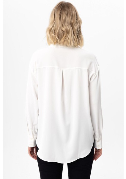 Kadın Gizli Düğmeli Uzun Kol Gömlek indirimleri