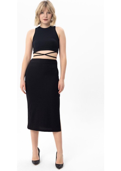 Kadın Yırtmaç Detaylı Raşel Etek modelleri