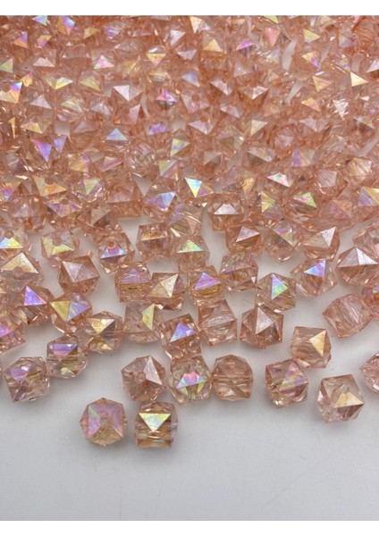 100GR 12MM Janjanlı Mercan / Somon Renk Küp Akrilik Boncuk,takı ,çanta Boncuğu (100GR,~110 Adet) fiyatları