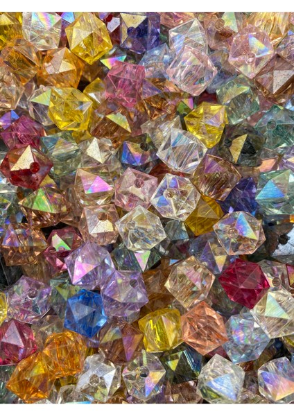 100GR 12MM Janjanlı Karışık Renk Küp,kübik Akrilik Boncuk,takı ,çanta Boncuğu (100GR,~110 Adet) fırsatları