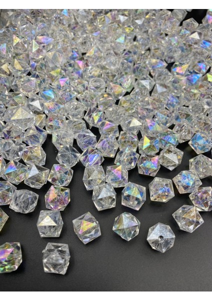 100GR 12MM Janjanlı Şeffaf Renk Küp,kübik Model Akrilik Boncuk,takı ,çanta Boncuğu (100GR,~110 Adet) fiyatları