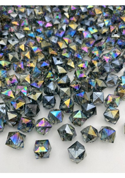 100GR 12MM Janjanlı Füme/gri Antrasit Küp,kübik Akrilik Boncuk,takı,çanta Boncuğu (100GR,~110 Adet) fiyatları