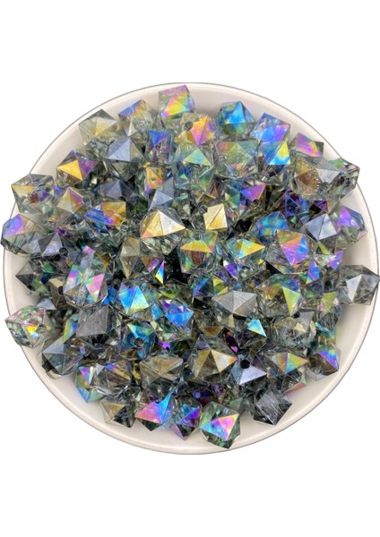 100GR 12MM Janjanlı Füme/gri Antrasit Küp,kübik Akrilik Boncuk,takı,çanta Boncuğu (100GR,~110 Adet) fırsatları