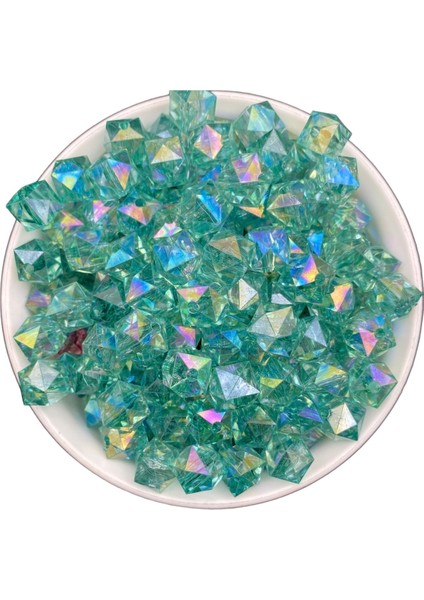 100GR 12MM Janjanlı Zümrüt Yeşili Küp,kübik Akrilik Boncuk,takı ,çanta Boncuğu (100GR,~110 Adet) fiyatları